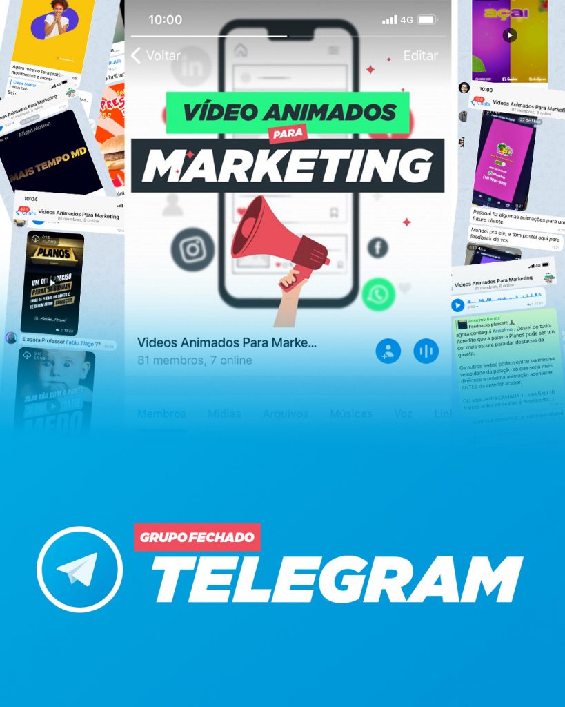 Grupo Fechado no Telegram para os Alunos do Treinamento de Vídeos Animados para Marketing