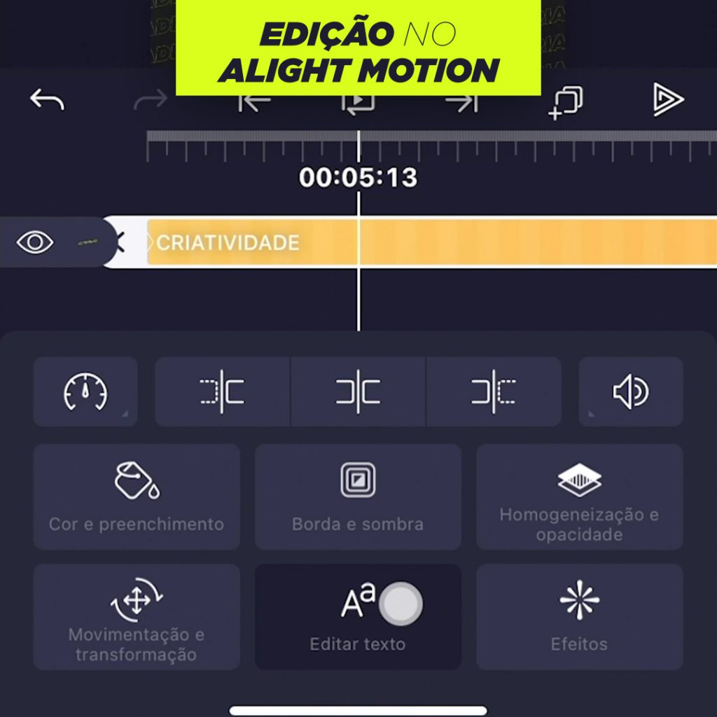 Edição de Texto no Alight Motion